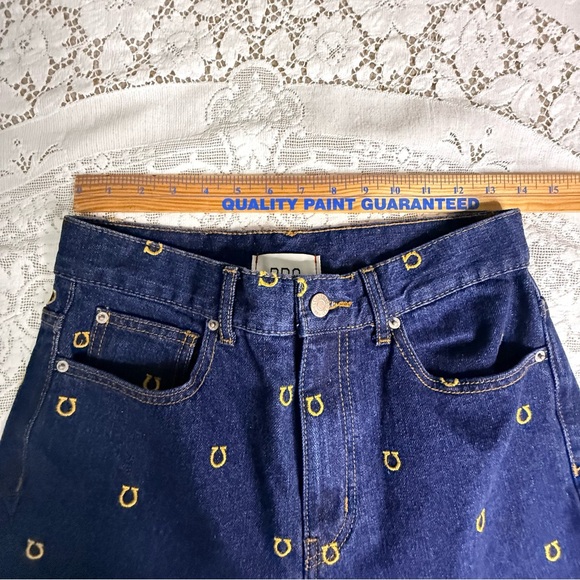 BDG High Waist‎ Baggy Horseshoe Embroidered Dark Wash Cowboy Jeans size 27 - Picture 12 of 16